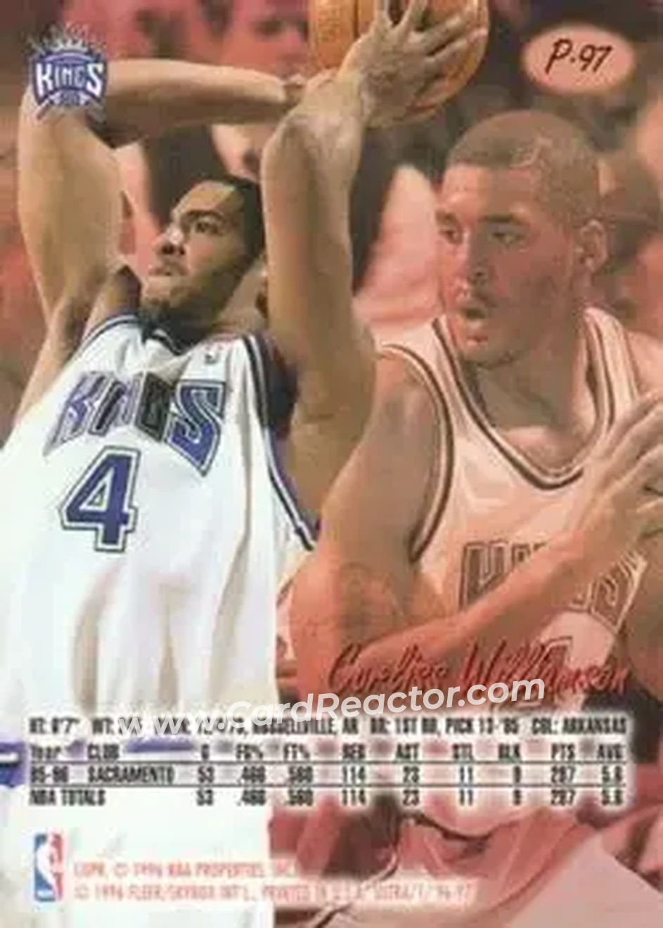 1996-97 Ultra - Platinum Medallion #P-97 - Corliss Williamson - Sacramento Kings - Back