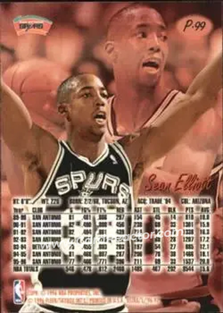1996-97 Ultra - Platinum Medallion #P-99 - Sean Elliott - San Antonio Spurs - Back