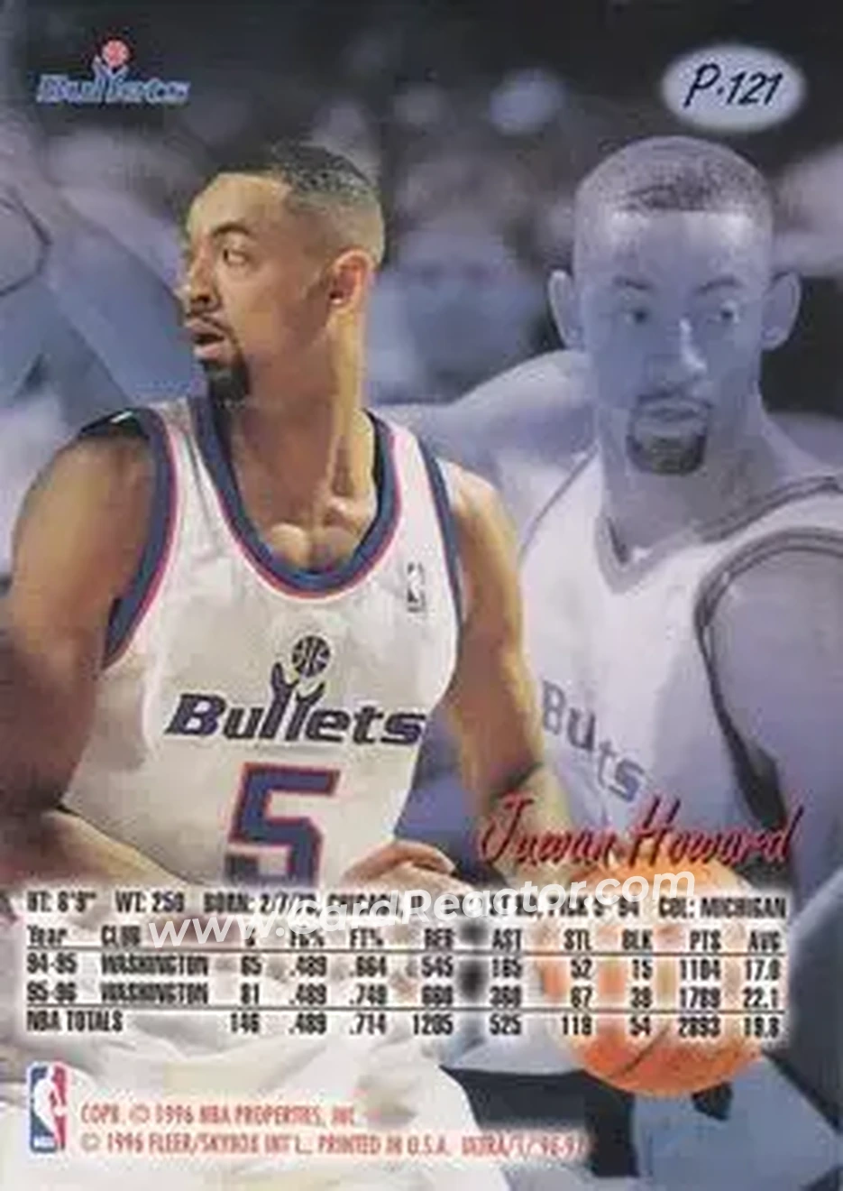 1996-97 Ultra - Platinum Medallion #P-121 - Juwan Howard - Washington Bullets - Back