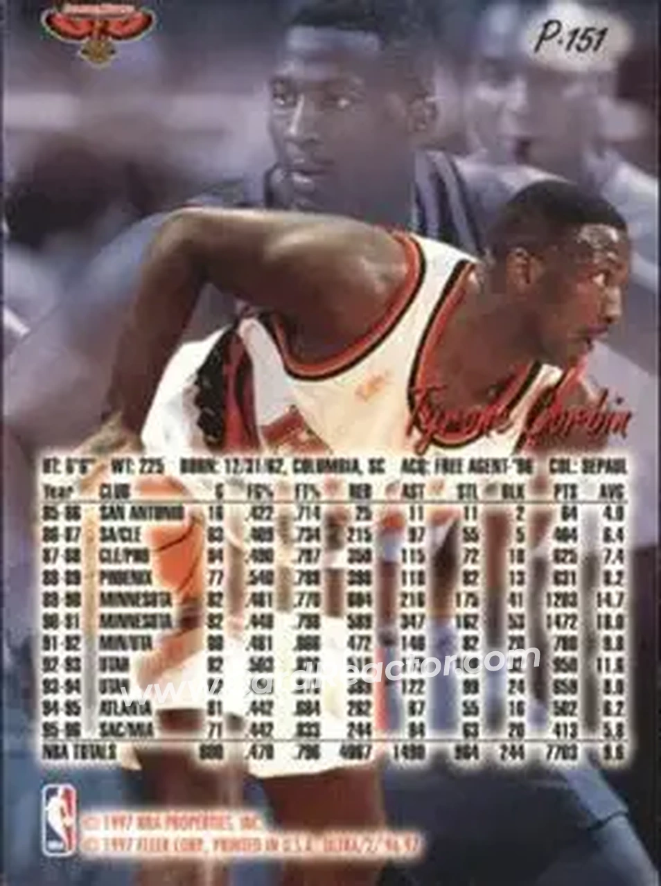 1996-97 Ultra - Platinum Medallion #P-151 - Tyrone Corbin - Atlanta Hawks - Back