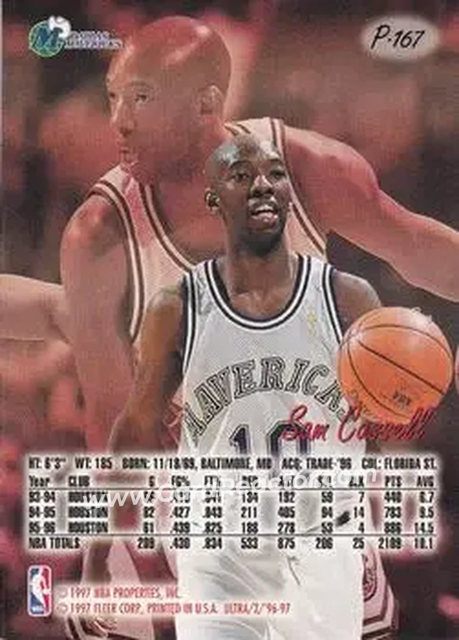 1996-97 Ultra - Platinum Medallion #P-167 - Sam Cassell - Dallas Mavericks - Back