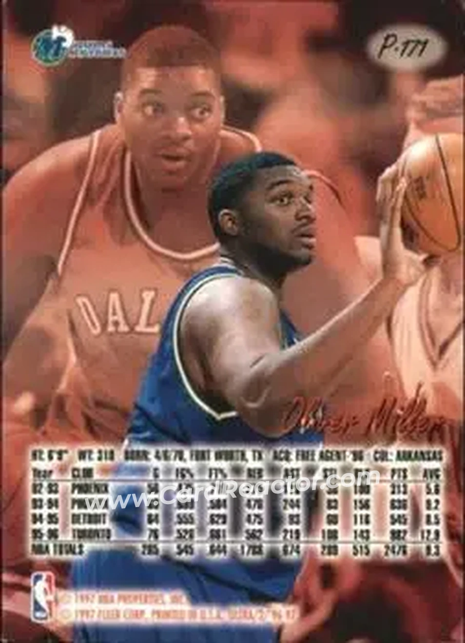 1996-97 Ultra - Platinum Medallion #P-171 - Oliver Miller - Dallas Mavericks - Back