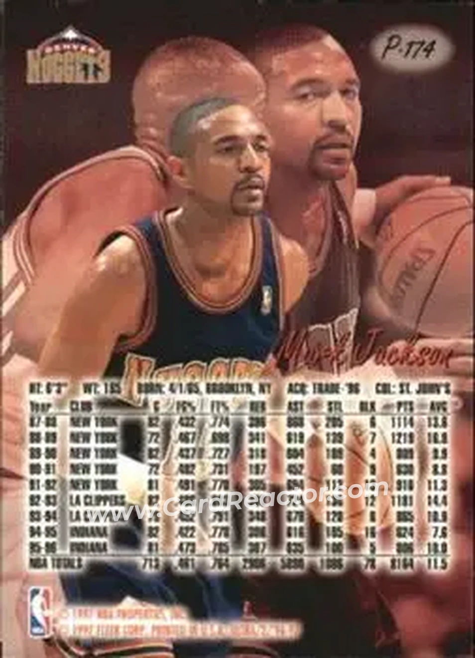 1996-97 Ultra - Platinum Medallion #P-174 - Mark Jackson - Denver Nuggets - Back