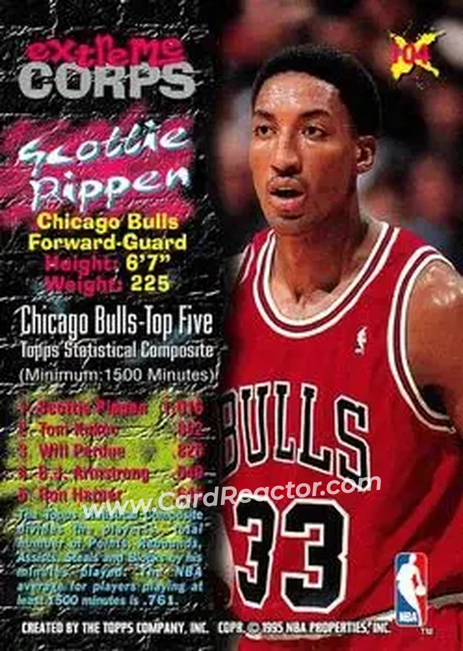 1995-96 Stadium Club #104 - Scottie Pippen - Chicago Bulls - Back