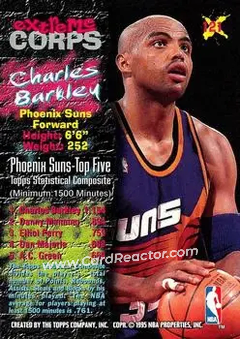 1995-96 Stadium Club #121 - Charles Barkley - Phoenix Suns - Back