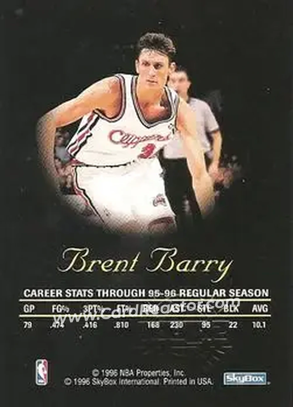 1996-97 SkyBox Premium - Autographics Black Ink #NNO - Brent Barry - Los Angeles Clippers - Back