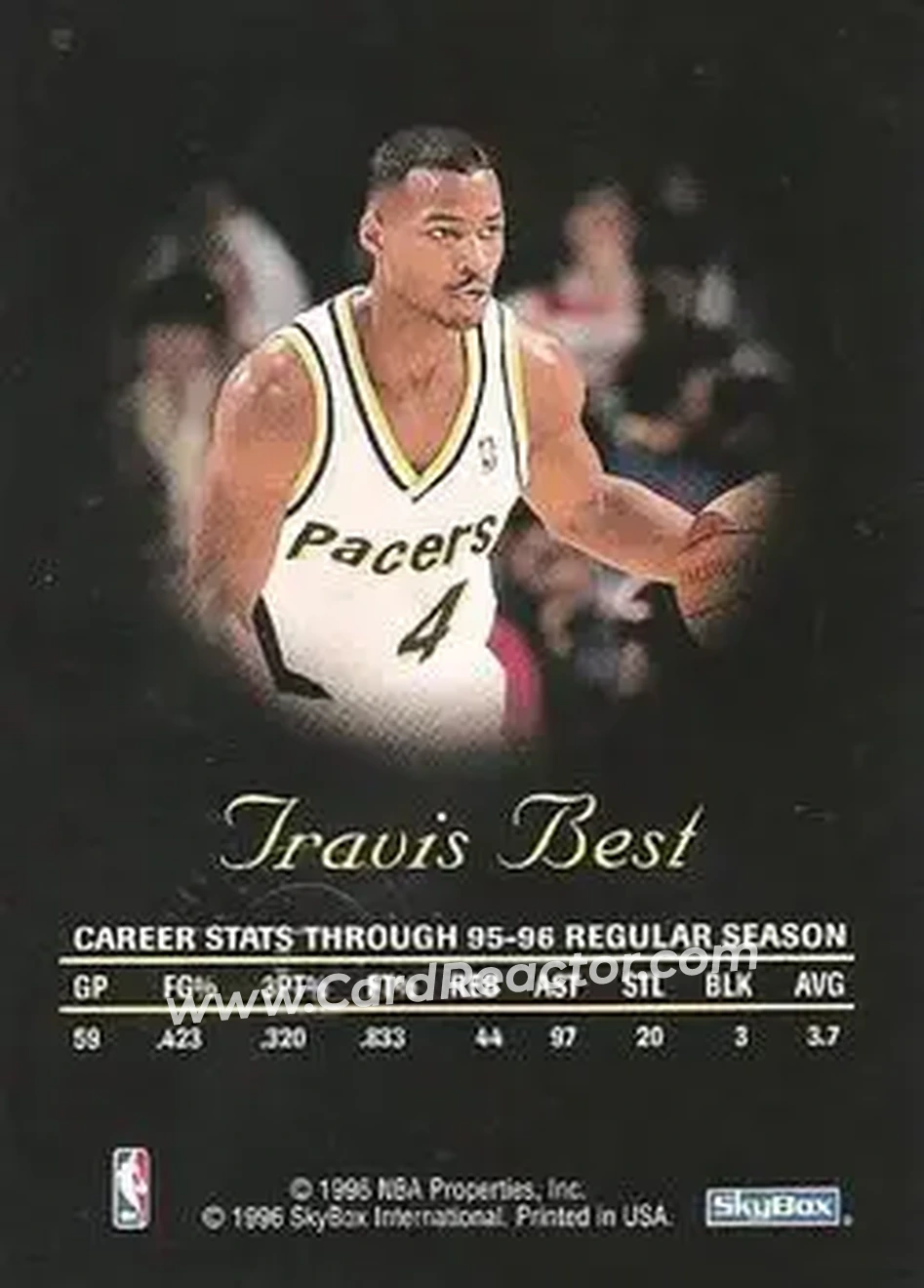 1996-97 SkyBox Premium - Autographics Black Ink #NNO - Travis Best - Indiana Pacers - Back
