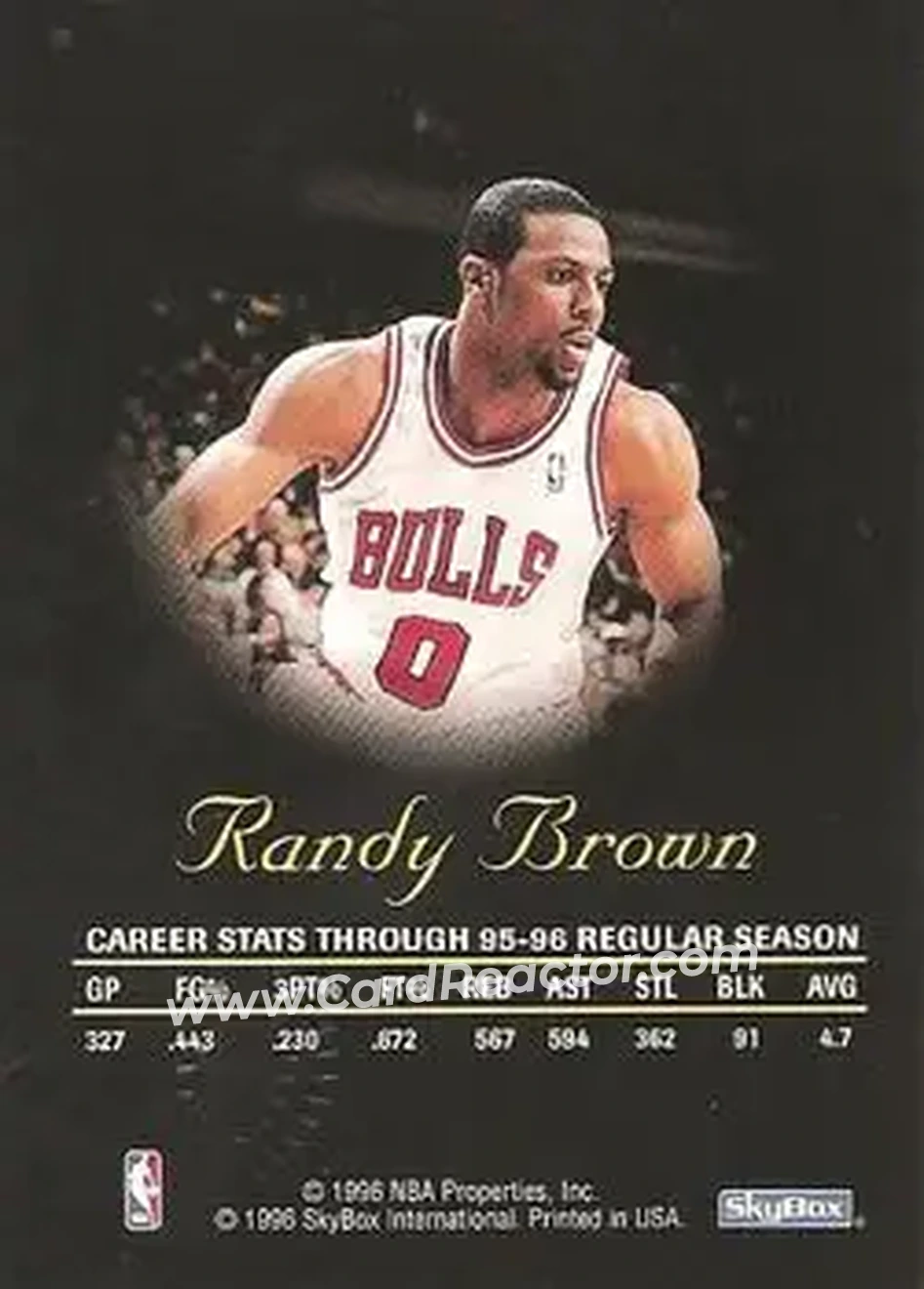1996-97 SkyBox Premium - Autographics Black Ink #NNO - Randy Brown - Chicago Bulls - Back