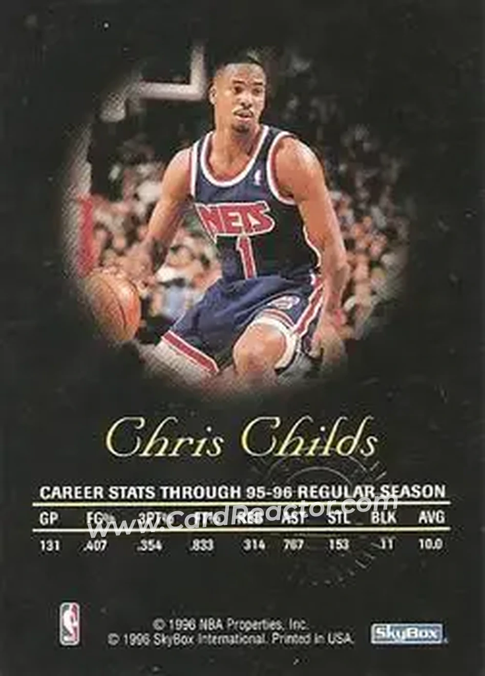 1996-97 SkyBox Premium - Autographics Black Ink #NNO - Chris Childs - New Jersey Nets - Back