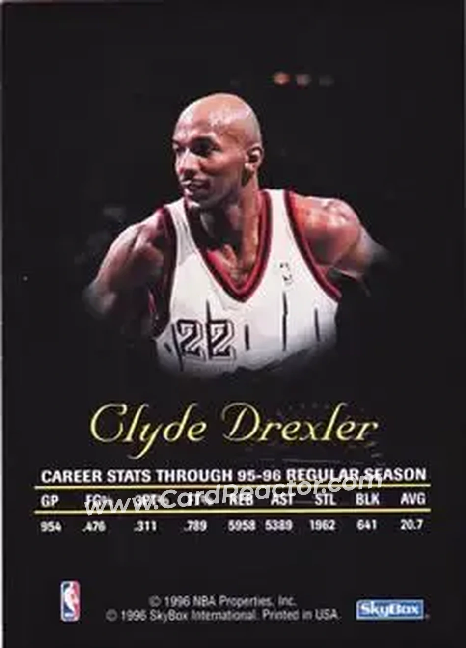 1996-97 SkyBox Premium - Autographics Black Ink #NNO - Clyde Drexler - Houston Rockets - Back