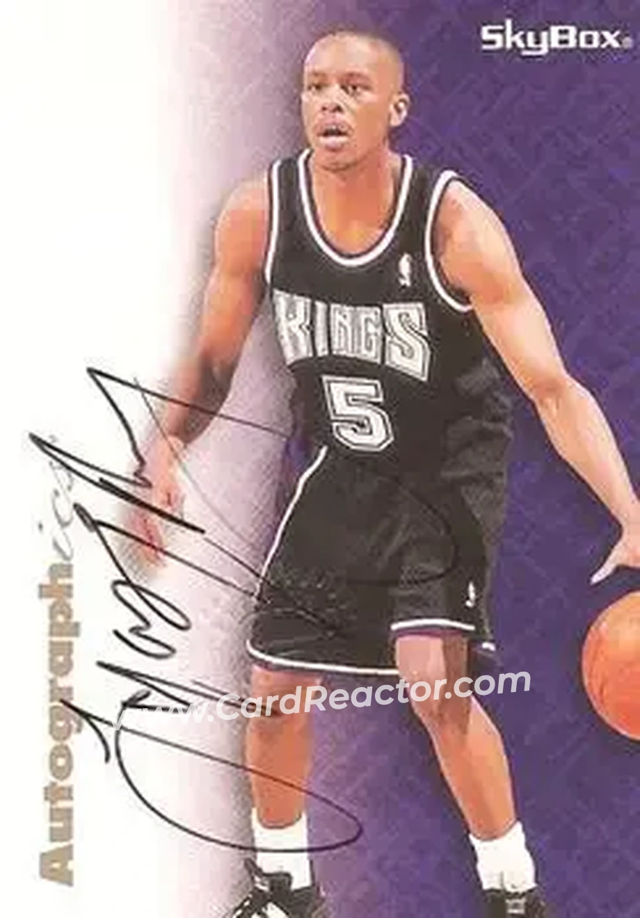 1996-97 SkyBox Premium - Autographics Black Ink #NNO - Tyus Edney - Sacramento Kings - Front