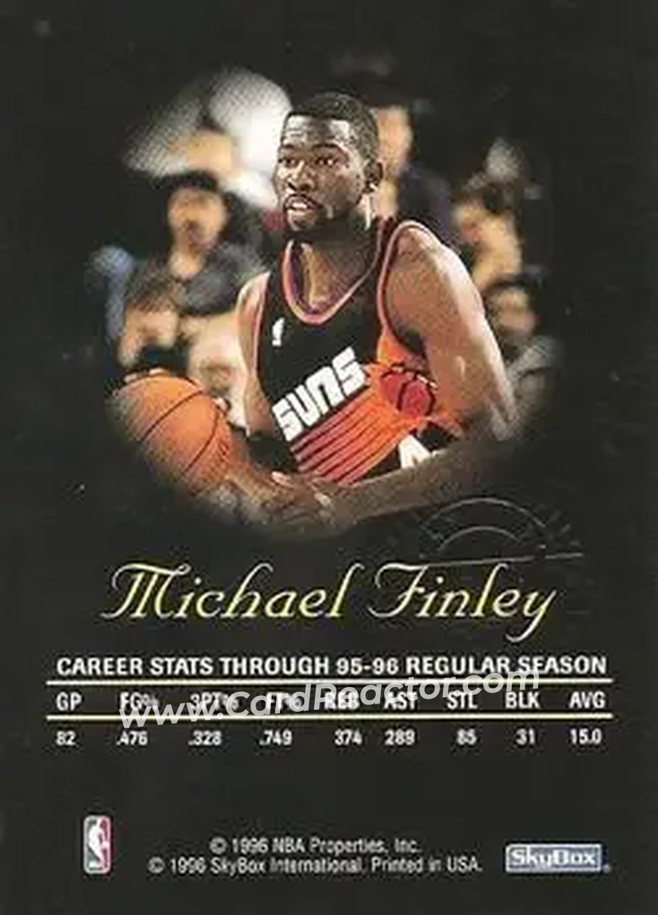 1996-97 SkyBox Premium - Autographics Black Ink #NNO - Michael Finley - Phoenix Suns - Back
