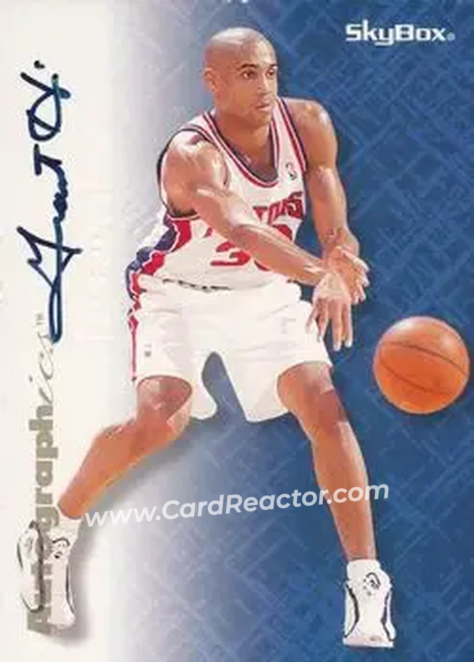 1996-97 SkyBox Premium - Autographics Black Ink #NNO - Grant Hill - Detroit Pistons - Front