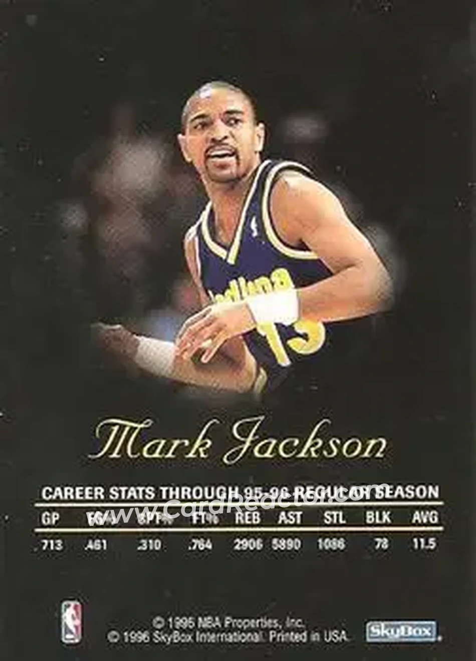 1996-97 SkyBox Premium - Autographics Black Ink #NNO - Mark Jackson - Indiana Pacers - Back