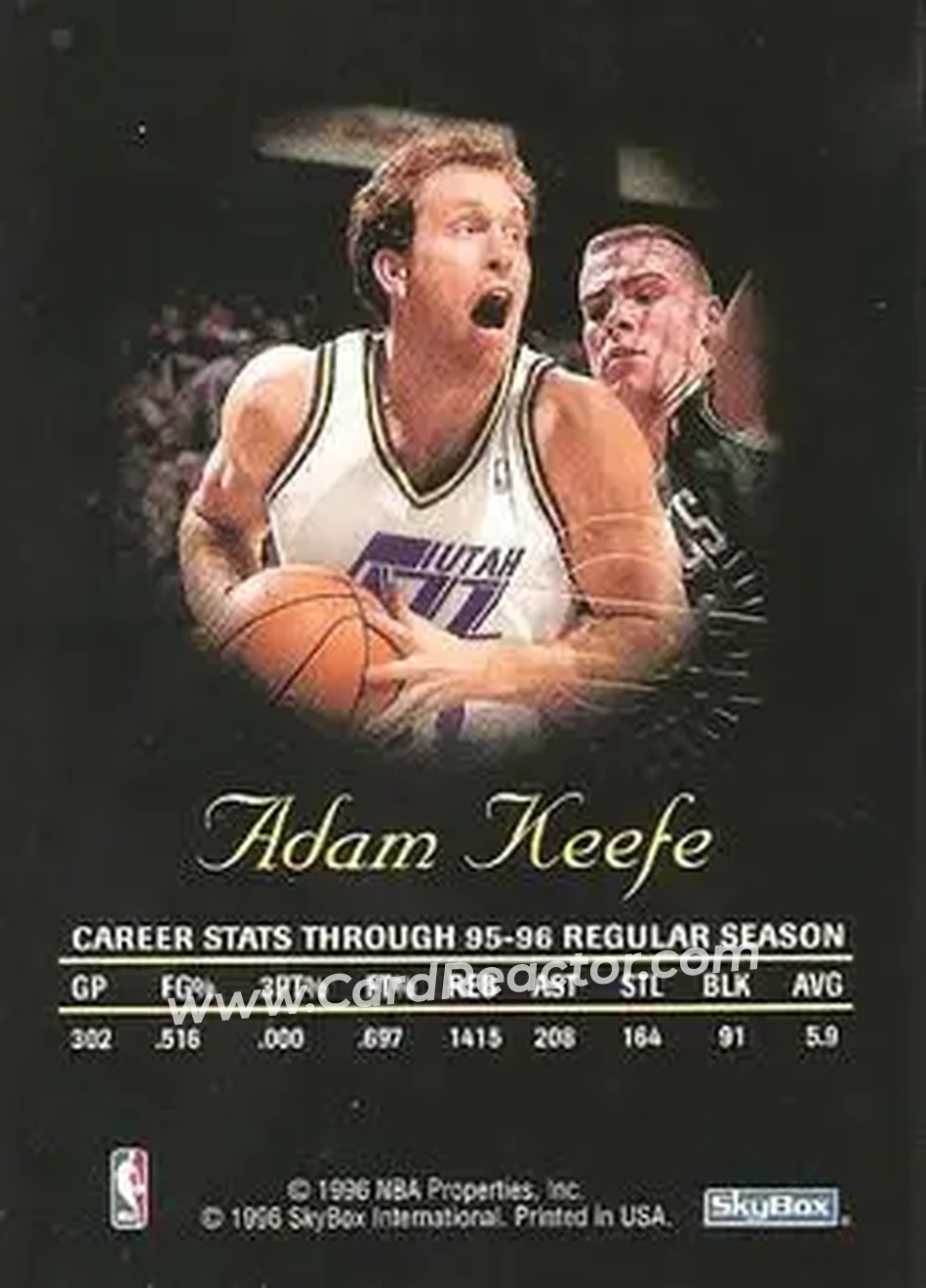 1996-97 SkyBox Premium - Autographics Black Ink #NNO - Adam Keefe - Utah Jazz - Back