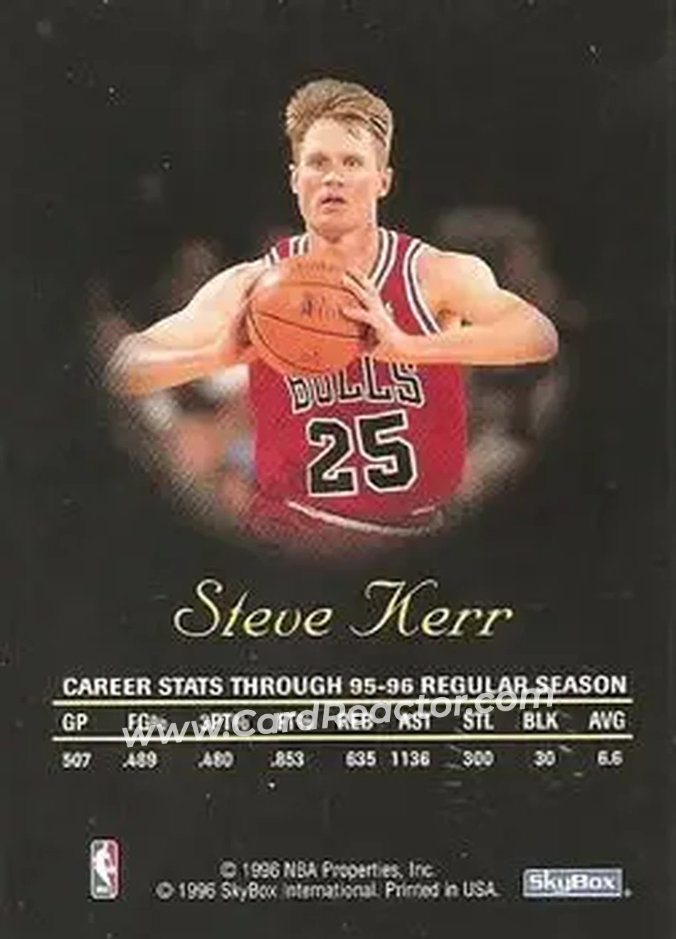 1996-97 SkyBox Premium - Autographics Black Ink #NNO - Steve Kerr - Chicago Bulls - Back