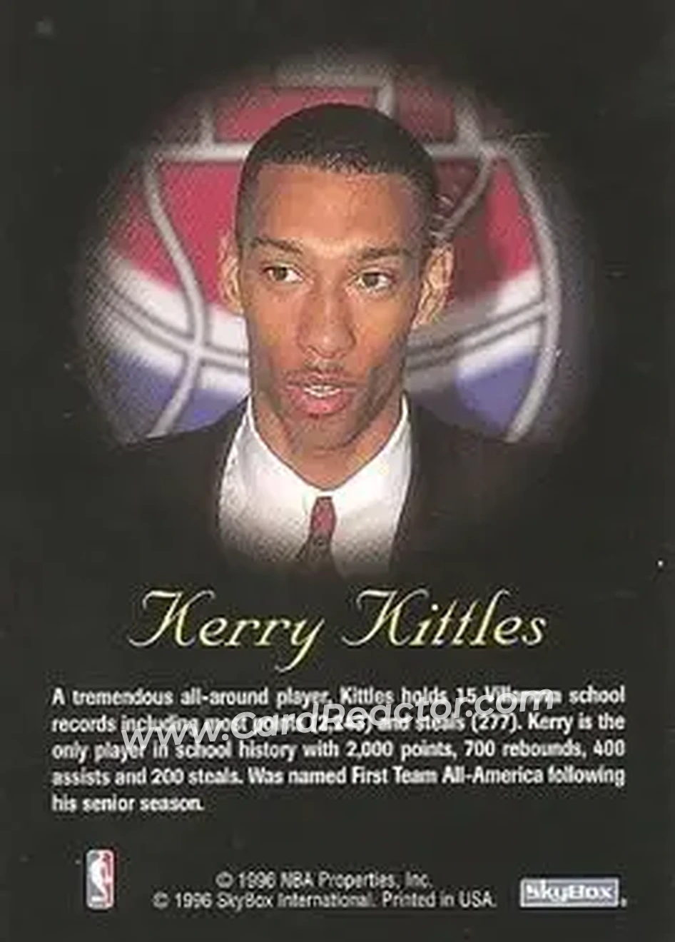 1996-97 SkyBox Premium - Autographics Black Ink #NNO - Kerry Kittles - New Jersey Nets - Back