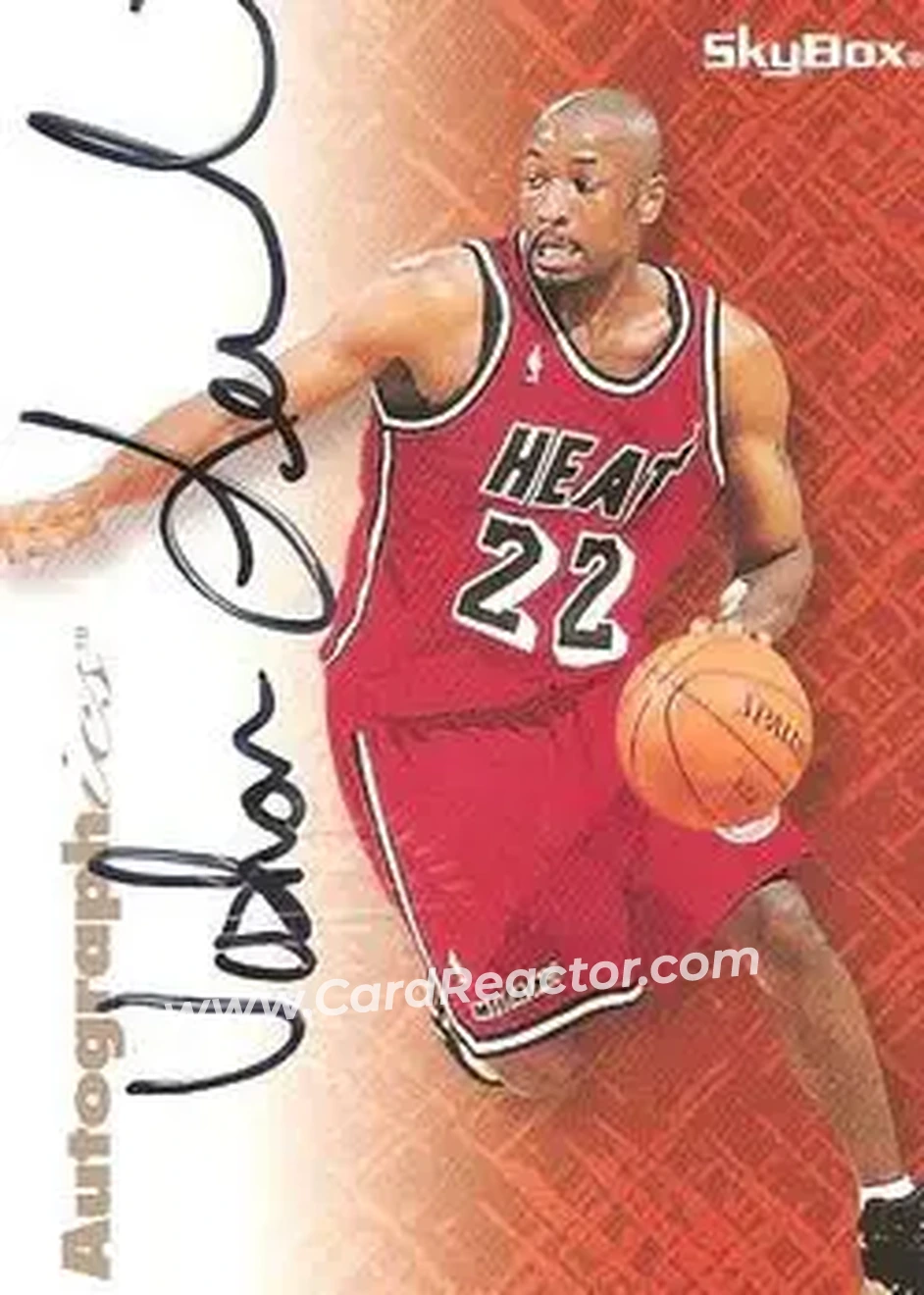 1996-97 SkyBox Premium - Autographics Black Ink #NNO - Voshon Lenard - Miami Heat - Front