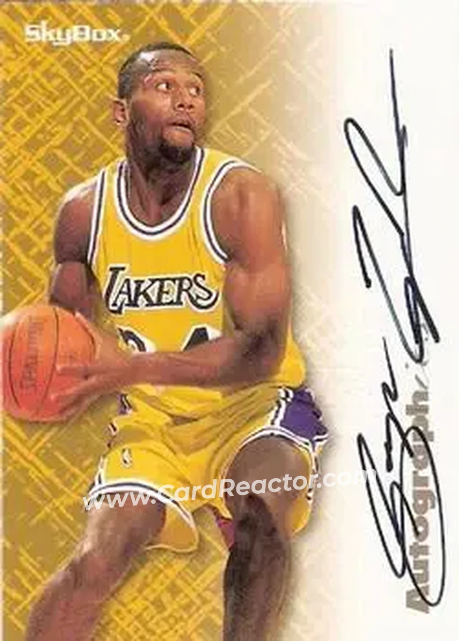 1996-97 SkyBox Premium - Autographics Black Ink #NNO - George Lynch - Los Angeles Lakers - Front
