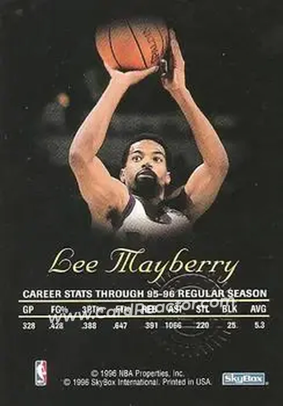 1996-97 SkyBox Premium - Autographics Black Ink #NNO - Lee Mayberry - Milwaukee Bucks - Back