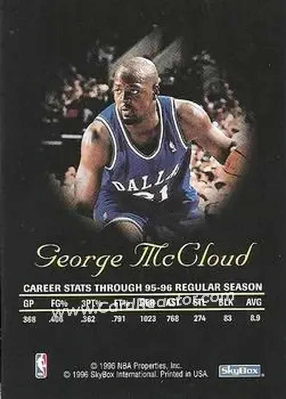 1996-97 SkyBox Premium - Autographics Black Ink #NNO - George McCloud - Dallas Mavericks - Back