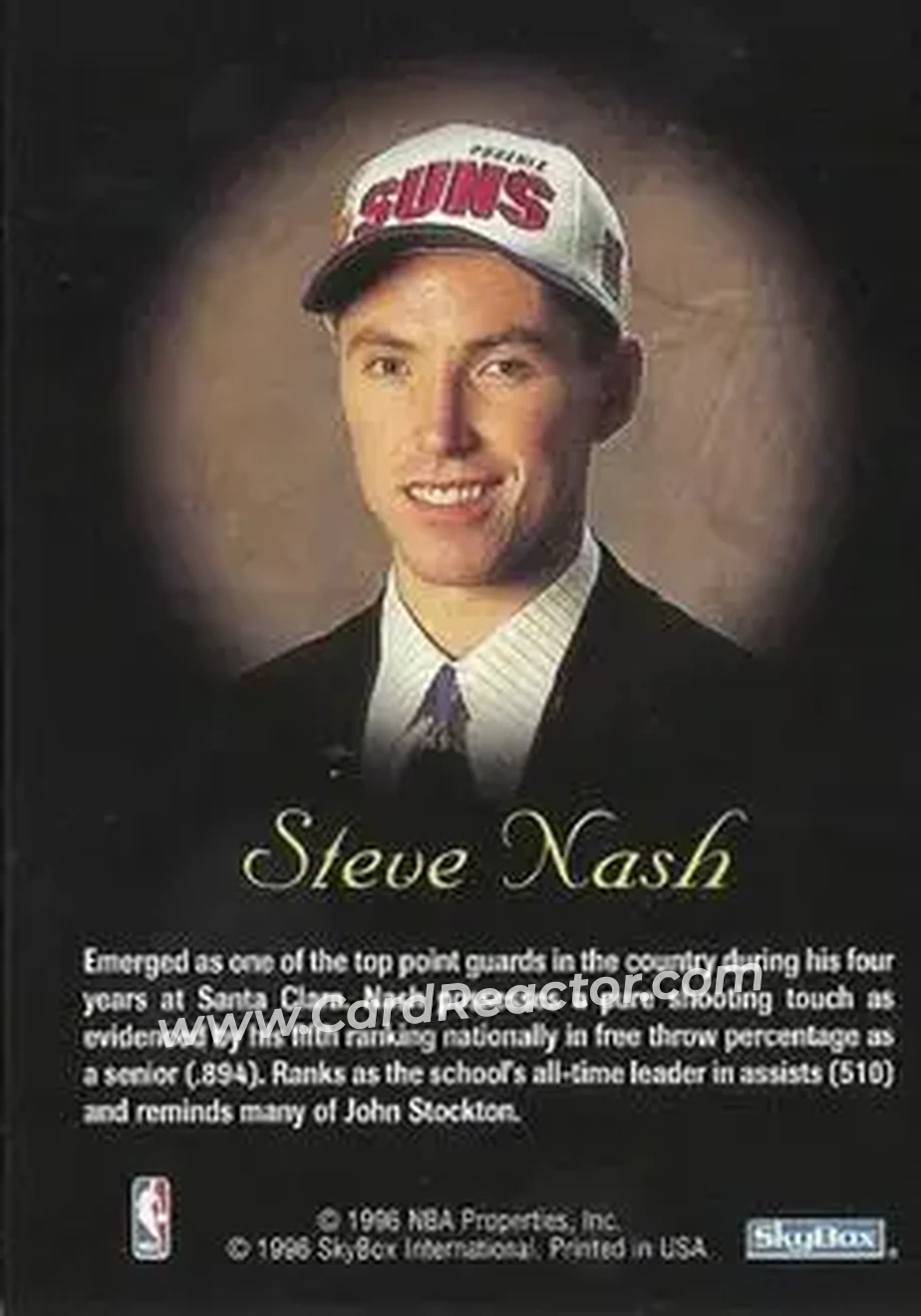 1996-97 SkyBox Premium - Autographics Black Ink #NNO - Steve Nash - Phoenix Suns - Back
