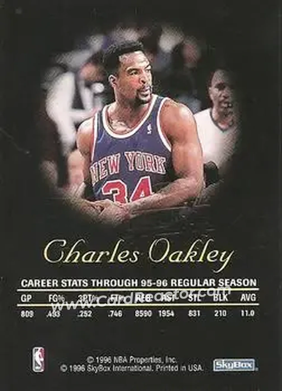 1996-97 SkyBox Premium - Autographics Black Ink #NNO - Charles Oakley - New York Knicks - Back
