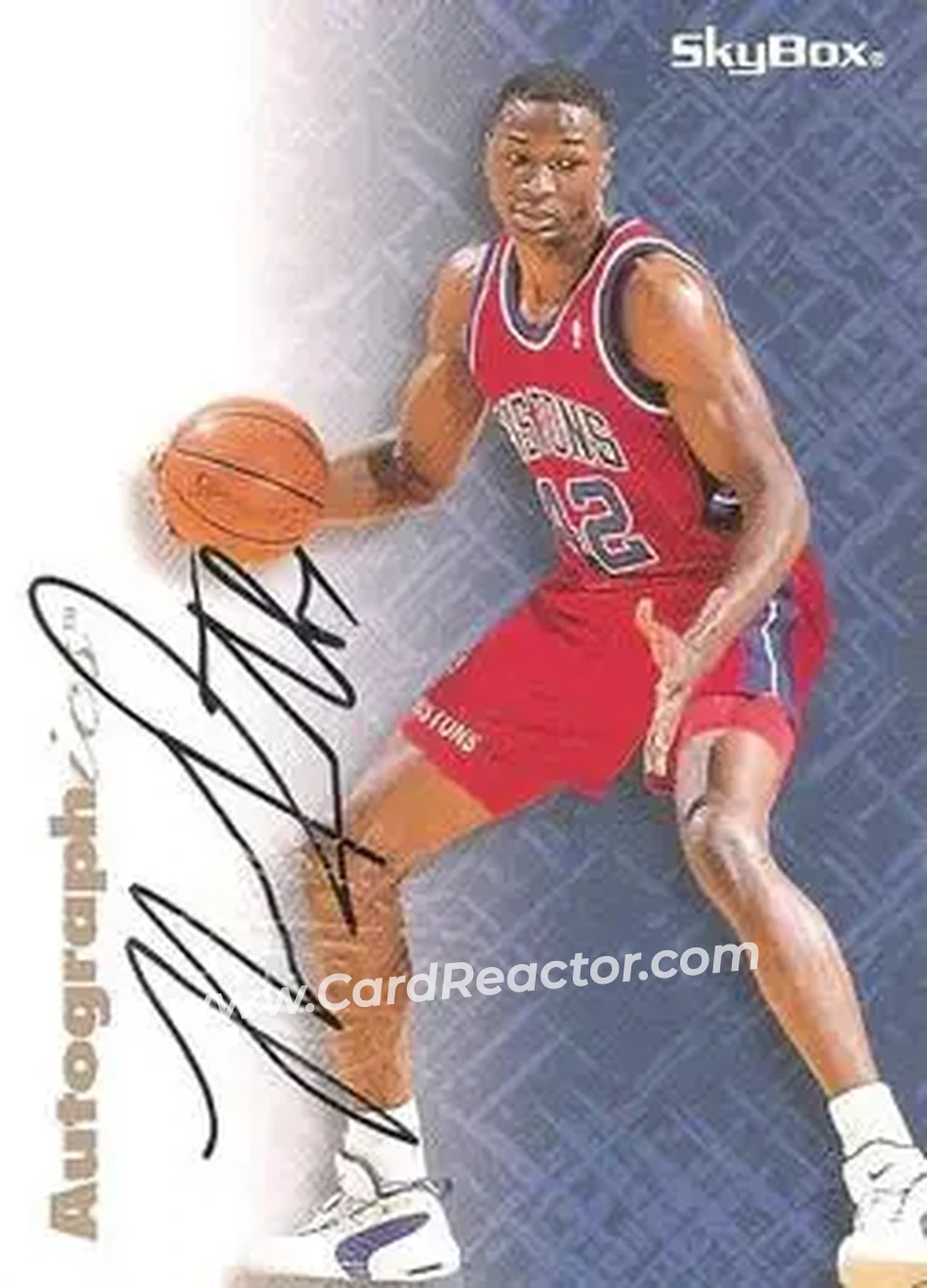 1996-97 SkyBox Premium - Autographics Black Ink #NNO - Theo Ratliff - Detroit Pistons - Front