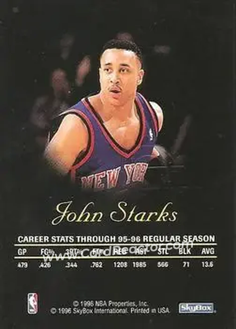 1996-97 SkyBox Premium - Autographics Black Ink #NNO - John Starks - New York Knicks - Back