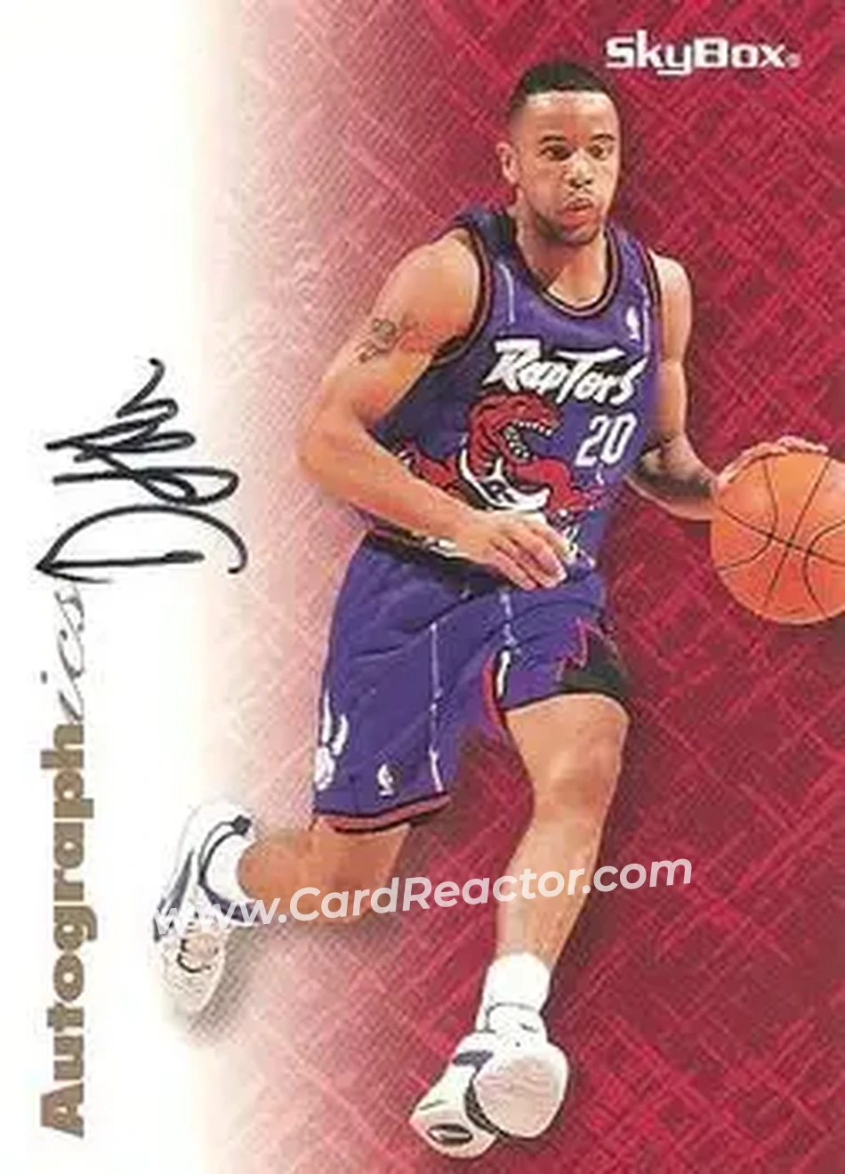 1996-97 SkyBox Premium - Autographics Black Ink #NNO - Damon Stoudamire - Toronto Raptors - Front