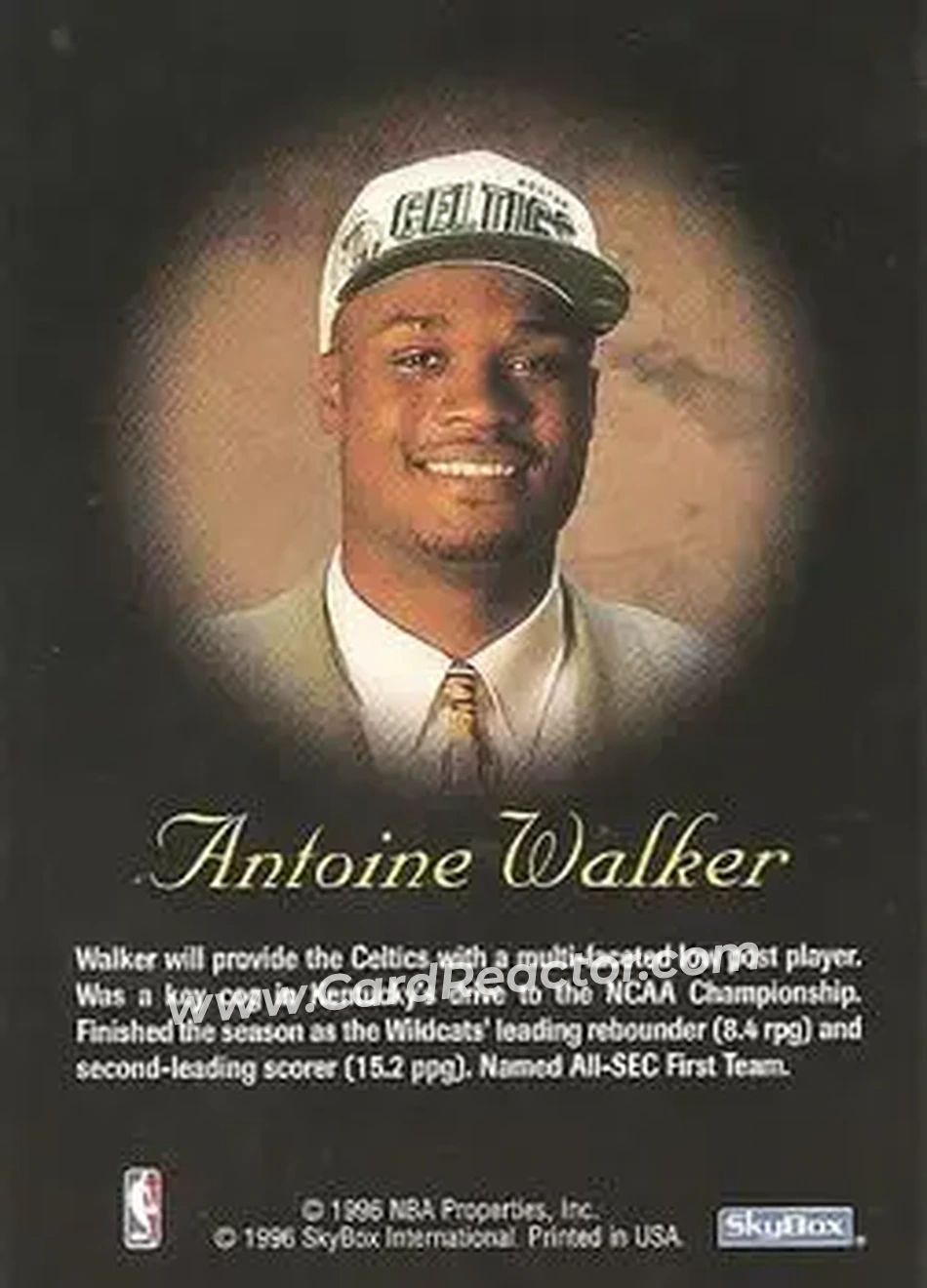 1996-97 SkyBox Premium - Autographics Black Ink #NNO - Antoine Walker - Boston Celtics - Back