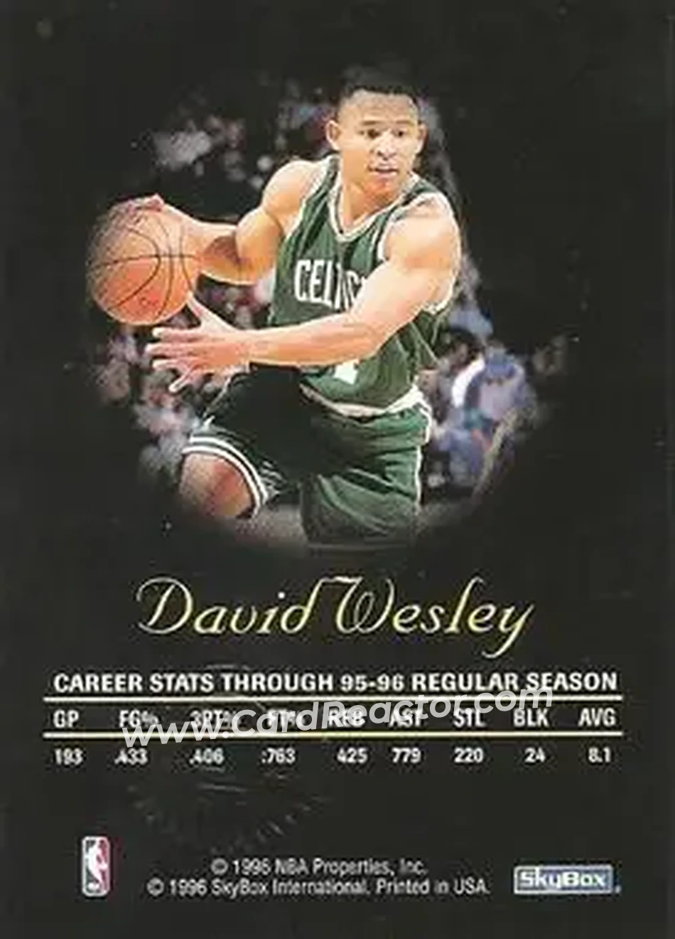 1996-97 SkyBox Premium - Autographics Black Ink #NNO - David Wesley - Boston Celtics - Back