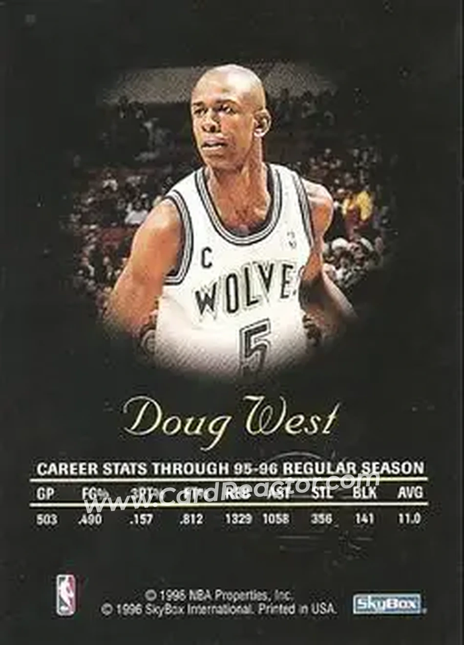1996-97 SkyBox Premium - Autographics Black Ink #NNO - Doug West - Minnesota Timberwolves - Back