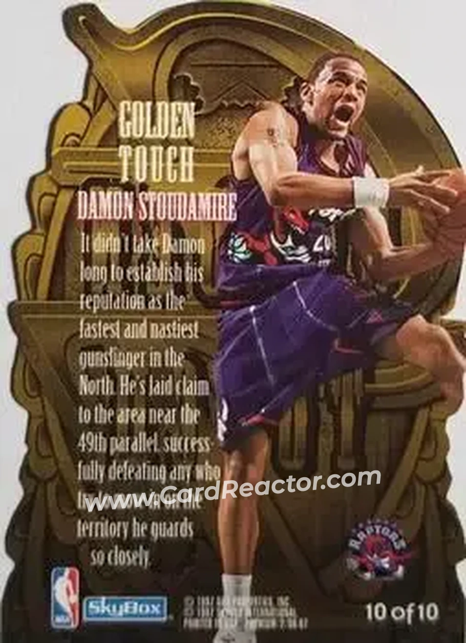 1996-97 SkyBox Premium - Golden Touch #10 - Damon Stoudamire - Toronto Raptors - Back