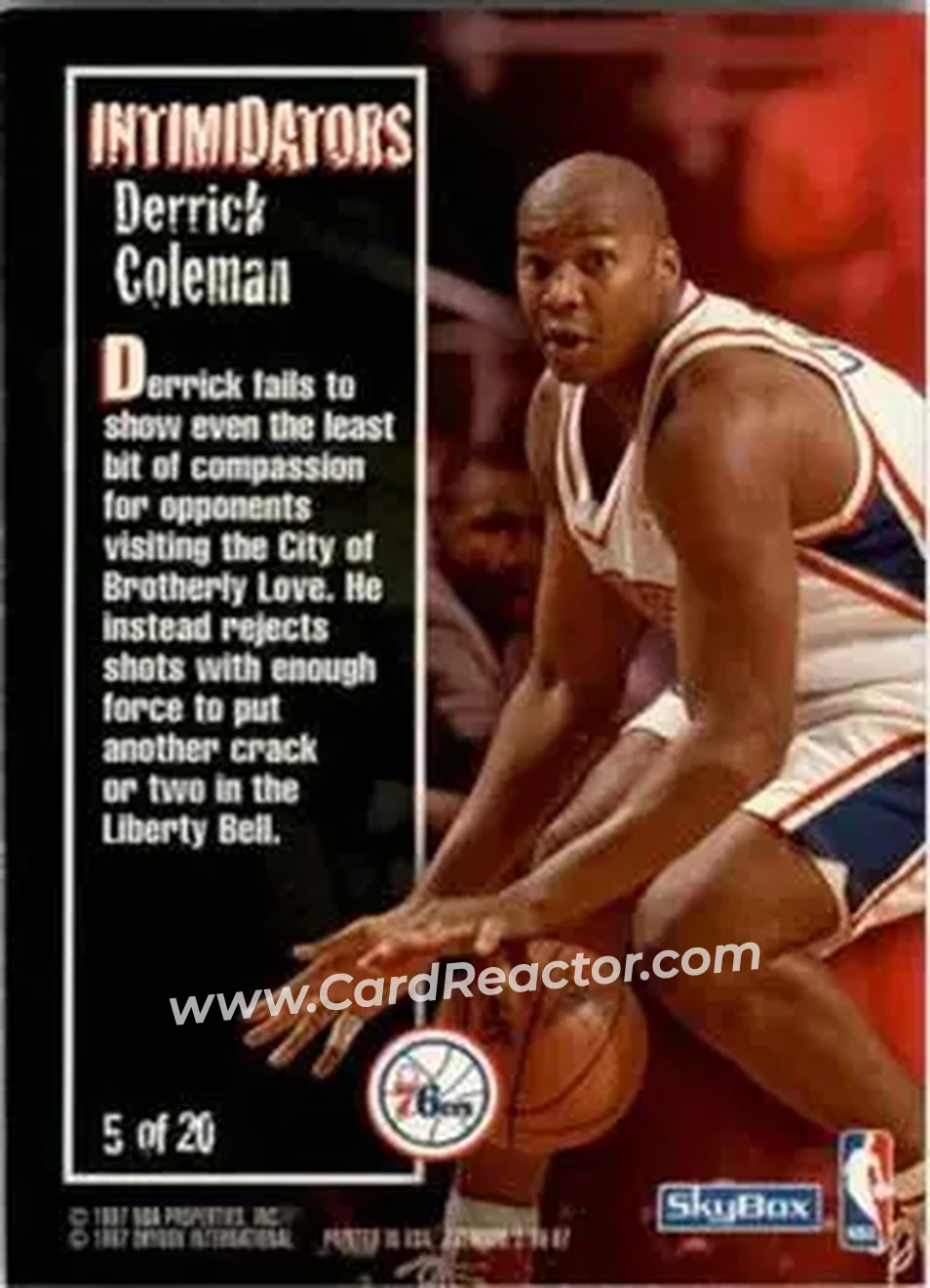 1996-97 SkyBox Premium - Intimidators #5 - Derrick Coleman - Philadelphia 76ers - Back