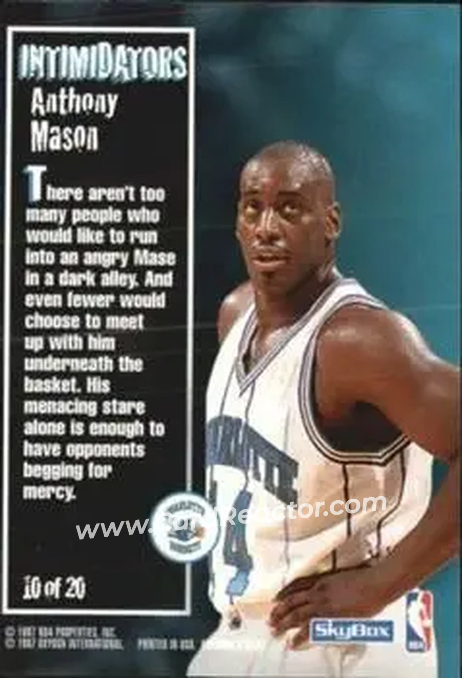 1996-97 SkyBox Premium - Intimidators #10 - Anthony Mason - Charlotte Hornets - Back