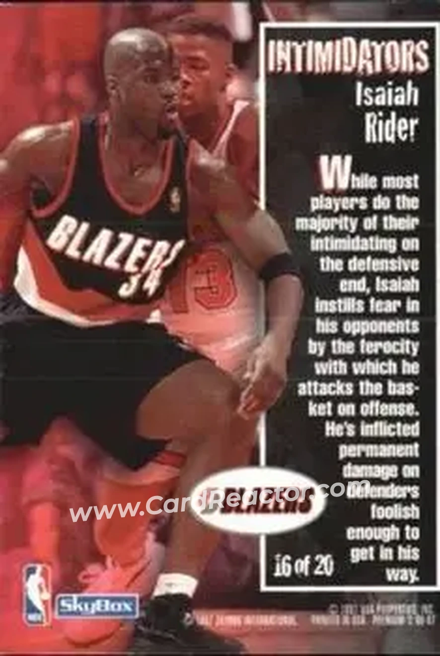 1996-97 SkyBox Premium - Intimidators #16 - Isaiah Rider - Portland Trail Blazers - Back