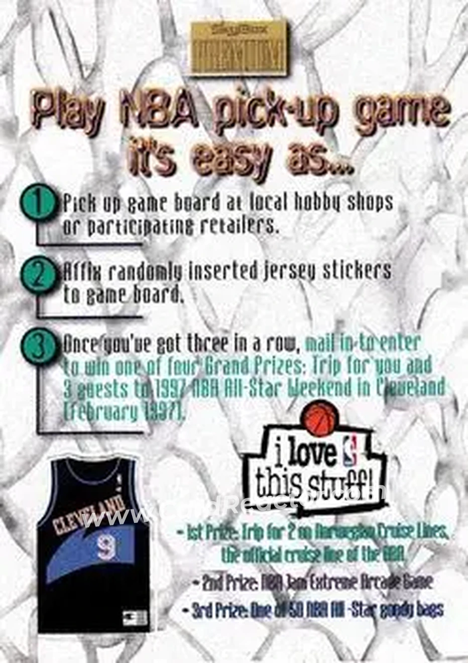 1996-97 SkyBox Premium - NBA Pick-Up Game Sweepstakes Stickers #5 - Card #5 - Cleveland Cavaliers - Front