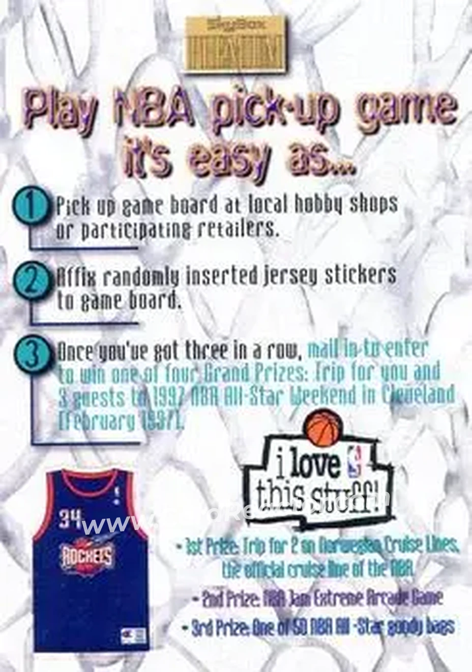 1996-97 SkyBox Premium - NBA Pick-Up Game Sweepstakes Stickers #10 - Card #10 - Houston Rockets - Front