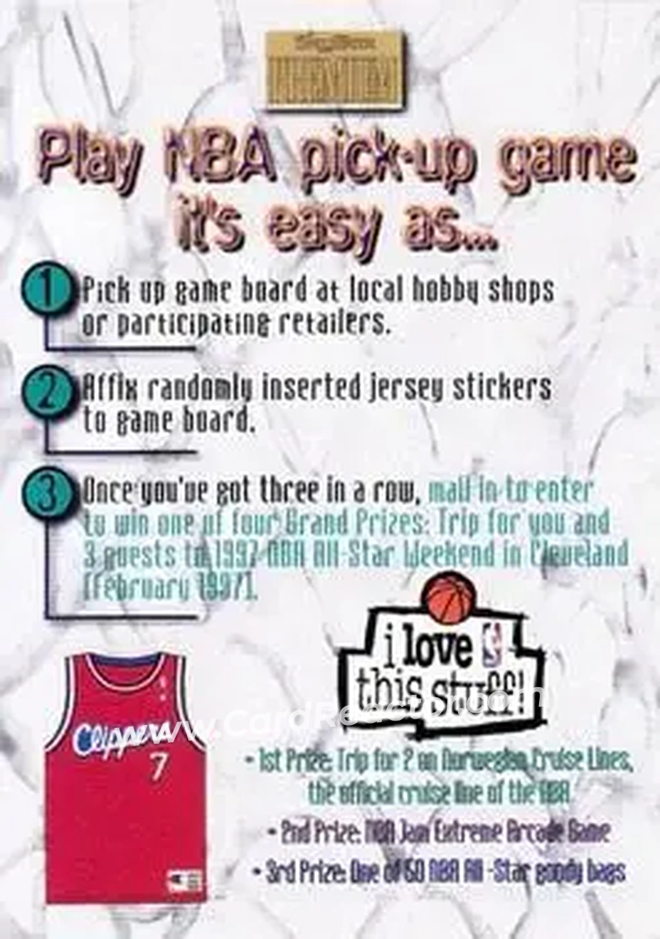 1996-97 SkyBox Premium - NBA Pick-Up Game Sweepstakes Stickers #12 - Card #12 - Los Angeles Clippers - Front