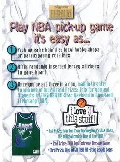 1996-97 SkyBox Premium #15 NBA Pick-Up Game Sweepstakes Stickers Card #15