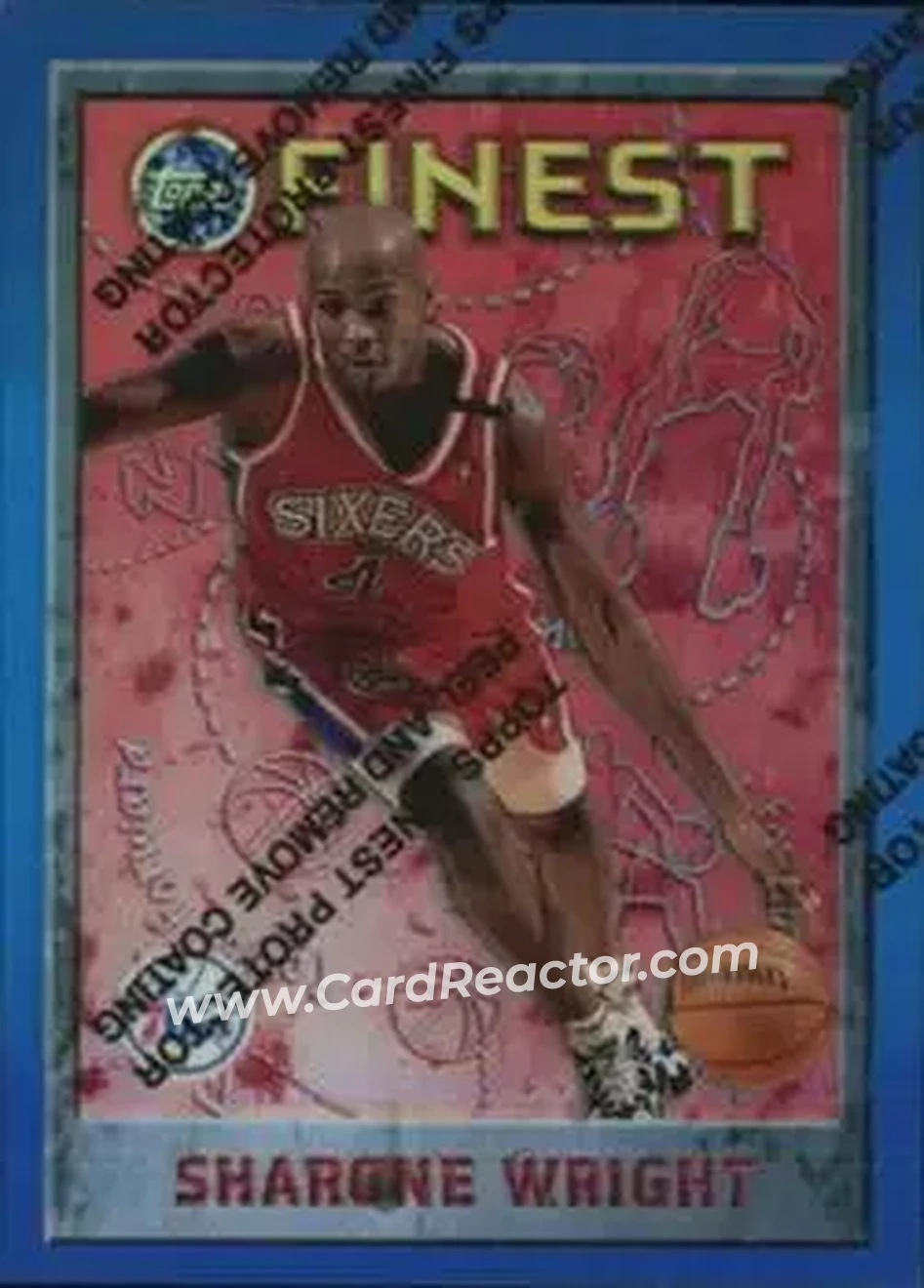 1995-96 Finest - Refractors #4 - Sharone Wright - Philadelphia 76ers - Front 1995-96 Finest - Refractors #4 - Sharone Wright - Philadelphia 76ers - Front