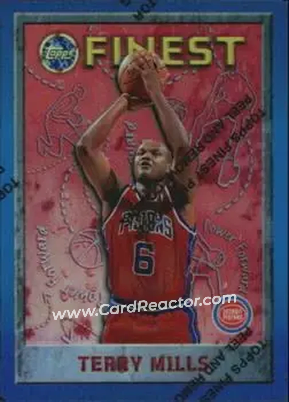 1995-96 Finest - Refractors #56 - Terry Mills - Detroit Pistons - Front
