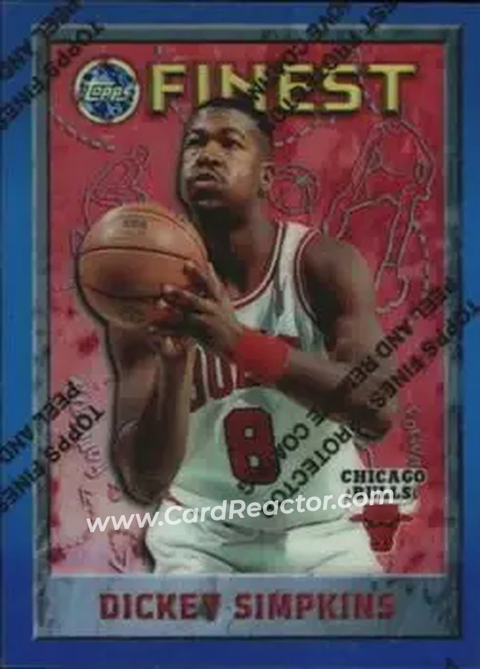 1995-96 Finest - Refractors #62 - Dickey Simpkins - Chicago Bulls - Front 1995-96 Finest - Refractors #62 - Dickey Simpkins - Chicago Bulls - Front