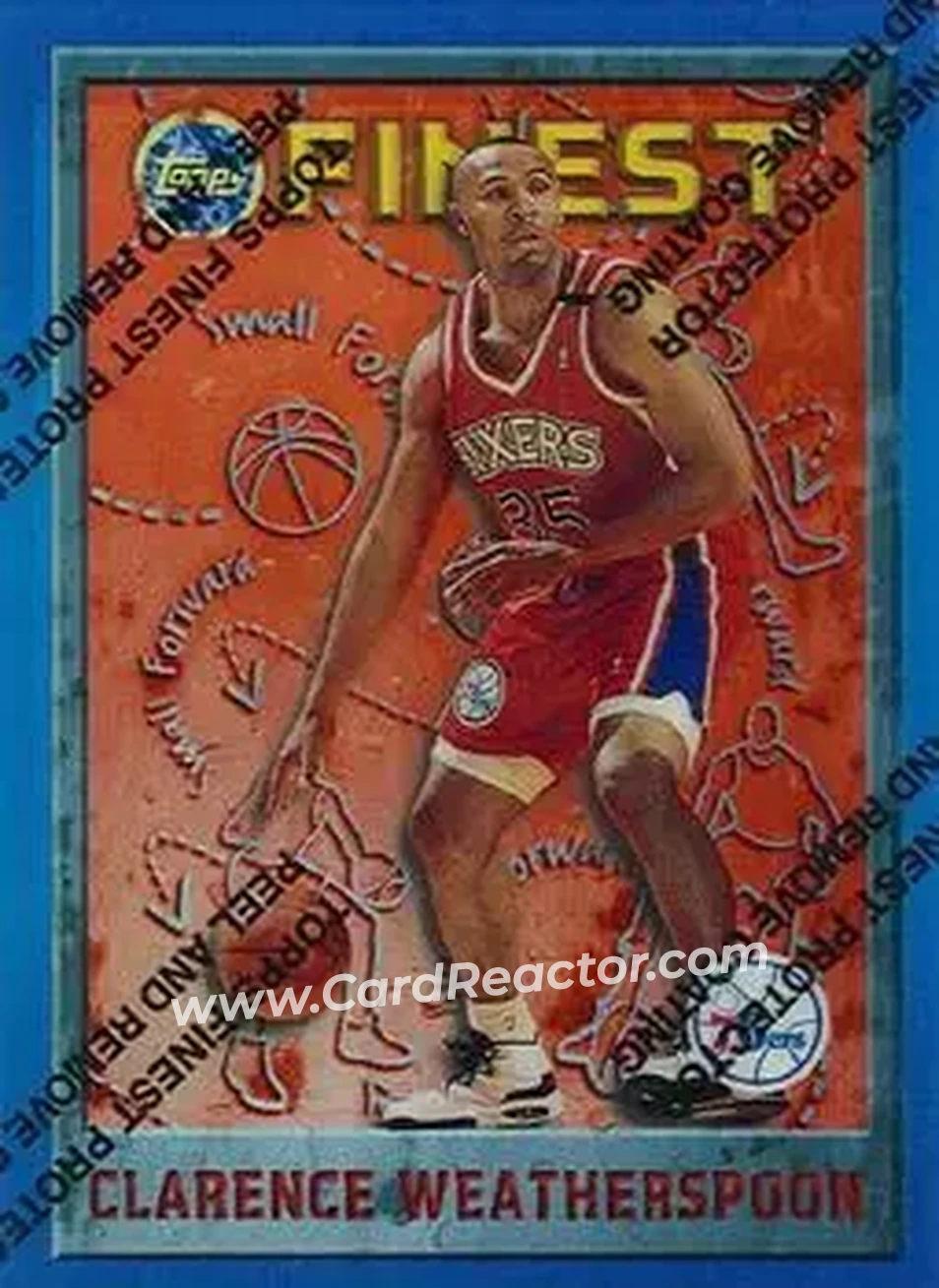 1995-96 Finest - Refractors #221 - Clarence Weatherspoon - Philadelphia 76ers - Front