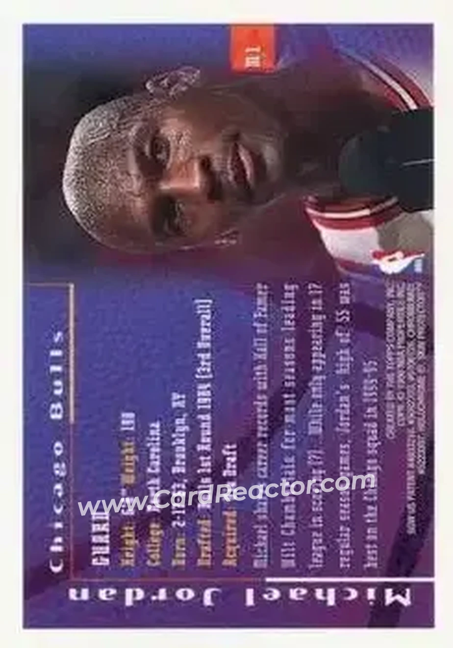 1995-96 Finest - Mystery Finest Bordered Refractors #M1 - Michael Jordan - Chicago Bulls - Back 1995-96 Finest - Mystery Finest Bordered Refractors #M1 - Michael Jordan - Chicago Bulls - Back