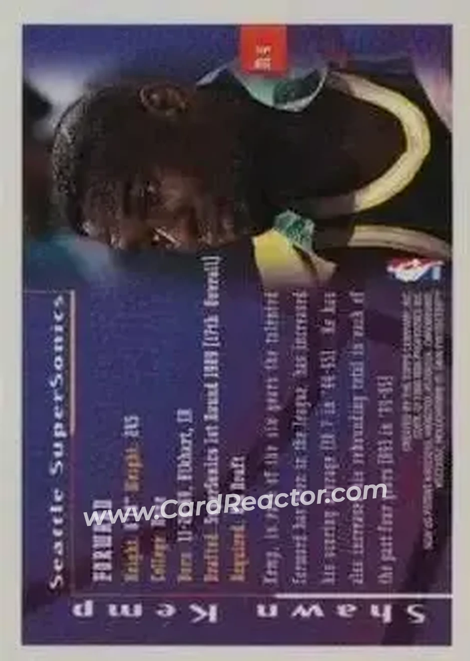 1995-96 Finest - Mystery Finest Bordered Refractors #M4 - Shawn Kemp - Seattle SuperSonics - Back
