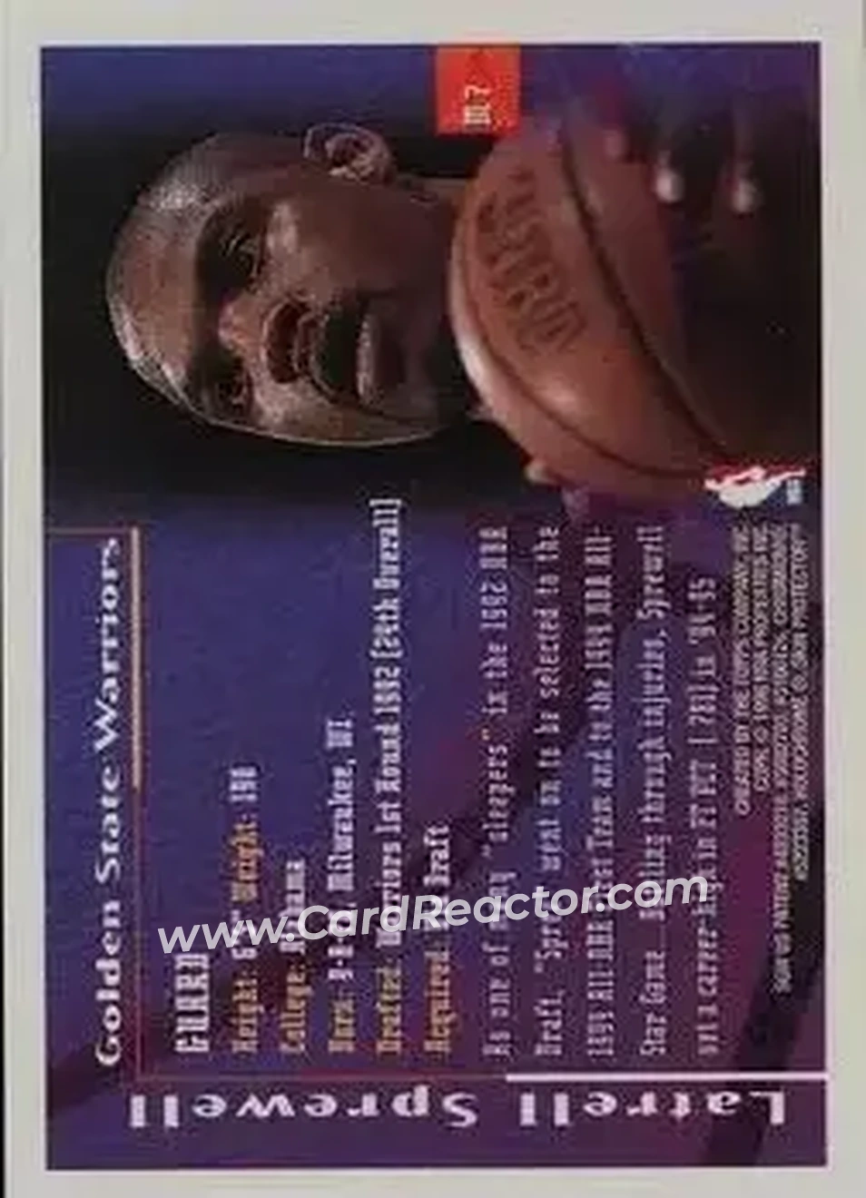 1995-96 Finest - Mystery Finest Bordered Refractors #M7 - Latrell Sprewell - Golden State Warriors - Back