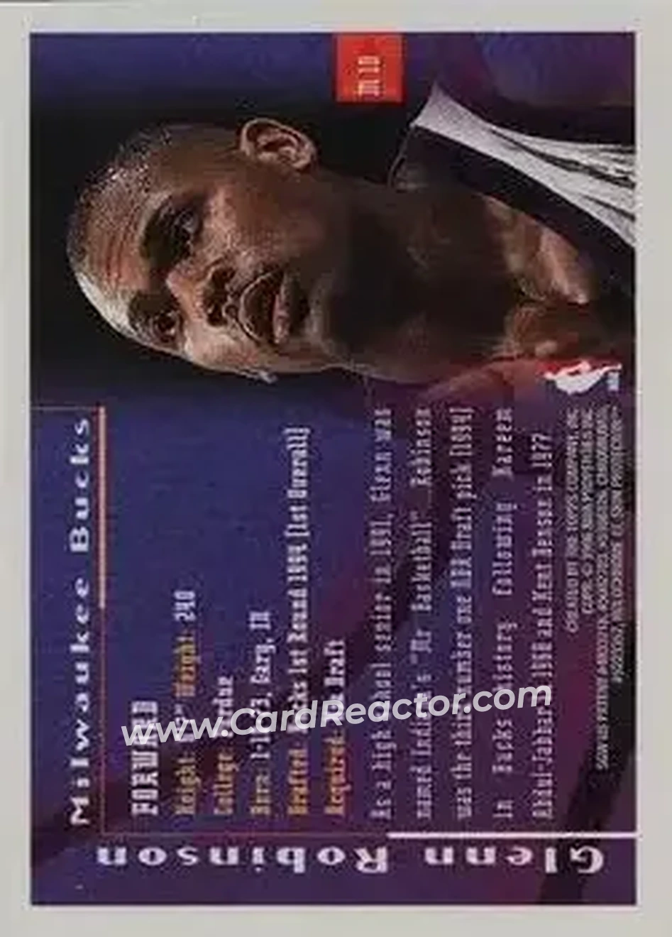 1995-96 Finest - Mystery Finest Bordered Refractors #M10 - Glenn Robinson - Milwaukee Bucks - Back