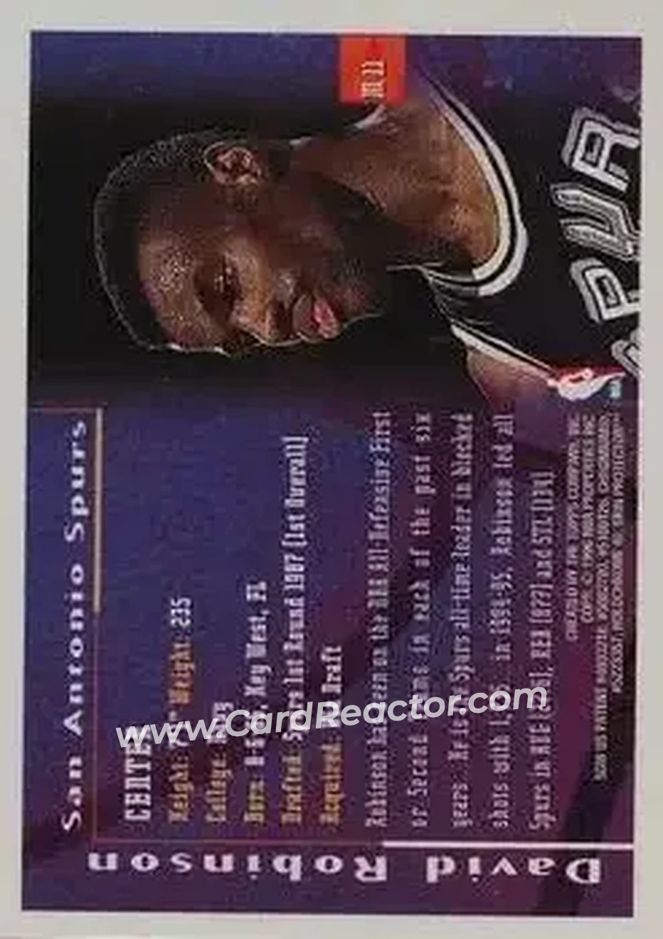 1995-96 Finest - Mystery Finest Bordered Refractors #M11 - David Robinson - San Antonio Spurs - Back 1995-96 Finest - Mystery Finest Bordered Refractors #M11 - David Robinson - San Antonio Spurs - Back